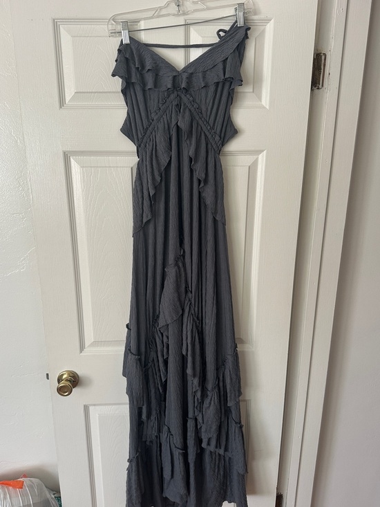Free People Dresses & Skirts - Free People Santa Luz Ruffle Maxi Dress - Grey - NWOT